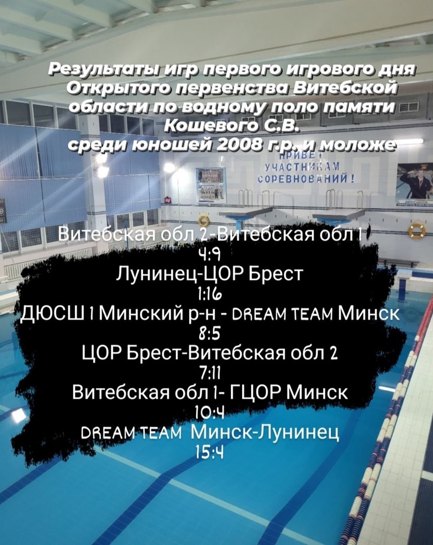 ОТКРЫТОЕ ПЕРВЕНСТВО ВИТЕБСКОЙ ОБЛАСТИ ПО ВОДНОМУ ПОЛО ПАМЯТИ КОШЕВОГО С.В.,  25-28.01.2023 г.